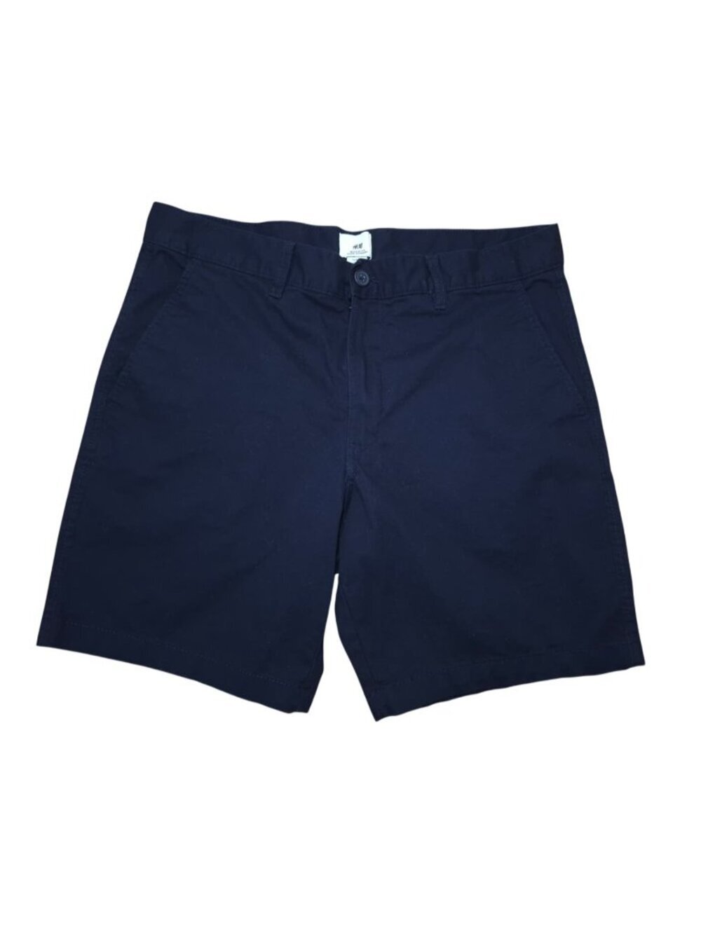 H&M Mens Navy Blue Chino Shorts Size 33 Regular Fit Cotton Blend Casual.